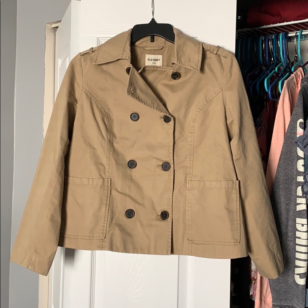 Khaki short peacoat